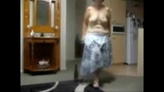 Horny amateur granny playing with bottle